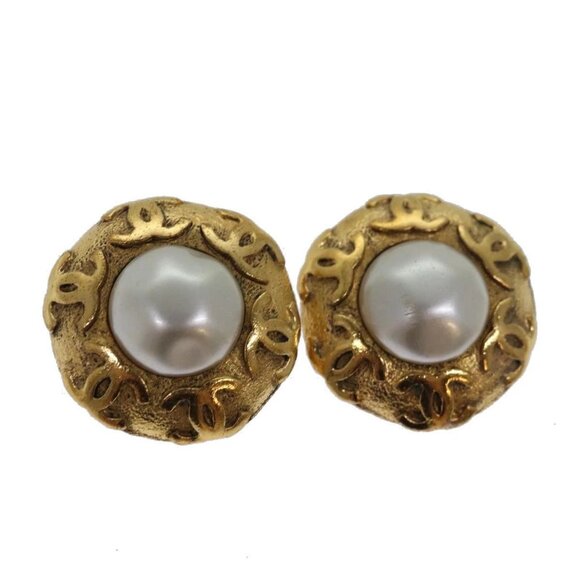 CHANEL COCO Mark Earring metal Gold CC Auth - Picture 1 of 16